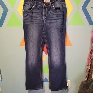 L.e.i Bridget Blue Colored Curvy Bootcut StyleJeans Size Juniors 13 Women 10-12